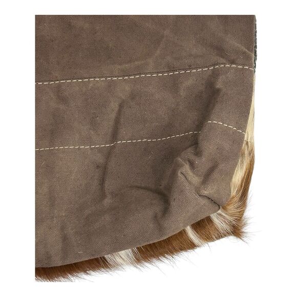 Myra Canvas & Cowhide Leather Tote Southwest Aztec Double Shoulder Strap Western - Picture 8 of 16